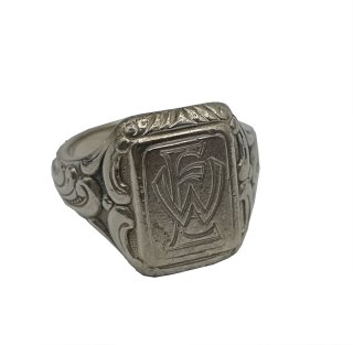 800 Silber Siegelring Monogram E.W Silberschmiede Arbeit um 1925 RG61