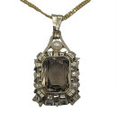 Art Déco Rauchquarz-Anhänger mit Perle aus Silber – um 1930