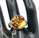 925 Silber multicolor Bernstein Ring - Gold des Meeres  RG57