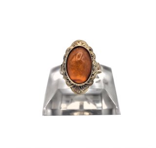 835 Silber Cabochon Bernstein Ring - Gold des Meeres  RG57