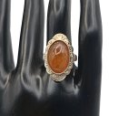 835 Silber Cabochon Bernstein Ring - Gold des Meeres  RG57