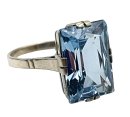 935 Silber ART DECO Ring mit Blautopas Pforzheim um 1935 RG 56