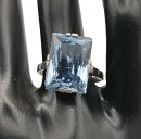 935 Silber ART DECO Ring mit Blautopas Pforzheim um 1935 RG 56