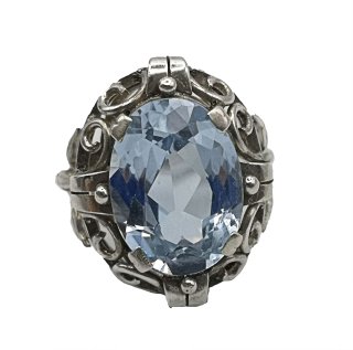 830 Silber Jugendstil Blautopas Ring Pforzheim um 1910 RG 55