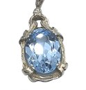 Jugendstil 835 Silber Anhänger mit Blautopas  an Kette um 1925