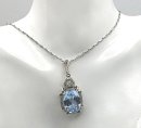 Jugendstil 835 Silber Anhänger mit Blautopas  an Kette um 1925