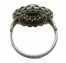 925 Silber Blüten Granat Ring 50er Jahre RG56