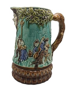 Antiker Majolika Henkelkrug Schankkrug Schenkkanne um 1890