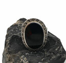 Gigantischer 925 Silber ART DECO Ring mit Onyx und Markasiten um 1925 RG 60