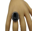 Gigantischer 925 Silber ART DECO Ring mit Onyx und Markasiten um 1925 RG 60