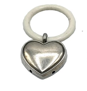 Lutz & Weiss 925 Silber Kinderrassel /Beissring Herz a.d. 50ern