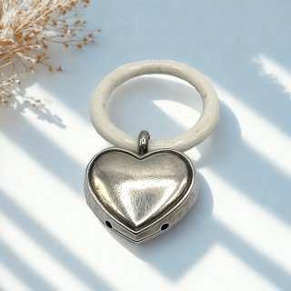 Lutz & Weiss 925 Silber Kinderrassel & Beißring Herz – Original 50er Jahre Vintage
