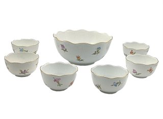 Ludwigsburg Porzellan Schalen Set mit handgemalten Streublümchen Dekor