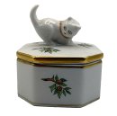 Herend Porzellan Deckel Dose mit Katze - Schmuckdose - Pillendose