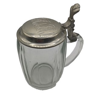 Studentenverbindung Studentika Krug Glaskrug mit Zinndeckel