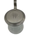 Jugendstil Glaskrug mit Zinndeckel  und Monogramm H.H.