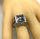 Jugendstil Silberring mit facettiertem Blautopas – Handarbeit von Kollmar & Jourdan, RG57