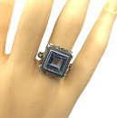 Jugendstil Silberring mit facettiertem Blautopas – Handarbeit von Kollmar & Jourdan, RG57