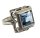 800 Silber Jugendstil Blautopas Ring Pforzheim um 1910 RG57
