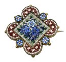 Murano Millefiori Vergissmeinnicht Brosche vergoldet um 1900