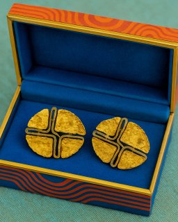 Vintage 333 Gold Manschettenknöpfe im Modernismus / Brutalismus Stil – 1960er Jahre, Lavaoptik, 9,8 g