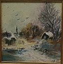 Gemälde Sommer oder Winterstimmung gerahmt 80er Jahre