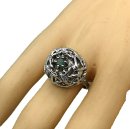 Eleganter Vintage-Silberring aus den 60ern mit Smaragd – Filigranes Astwerk-Design, RG55