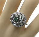 Eleganter Vintage-Silberring aus den 60ern mit Smaragd – Filigranes Astwerk-Design, RG55