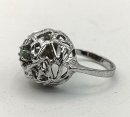 Eleganter Vintage-Silberring aus den 60ern mit Smaragd – Filigranes Astwerk-Design, RG55