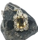 935 Silber ART DECO Anhänger mit Citrin an Kette um...