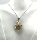 935 Silber ART DECO Anhänger mit Citrin an Kette um 1920