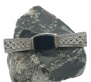 Schleifen Silber ART DECO Onyx Brosche um 1925 -...