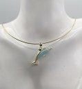 Karibischer Larimar Delphin Anhänger an...