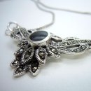 Noblesse - Onyx Jugendstil Collier mit  Markasit Besatz