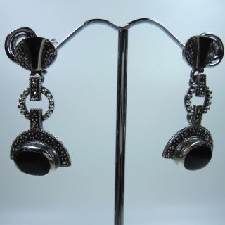 Noblesse - Onyx Art Deco Hnge Ohrringe mit Markasiten