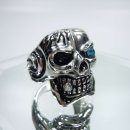 Hammer of Steel - sehr schwerer Totenkopf Deadhead Skull Ring Blue