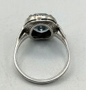 Art Déco Ring mit Blautopas – 835 Silber, handgefertigt aus Pforzheim, Größe 60