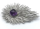Vintage Space Age Brosche mit Amethyst – 70er Jahre Schmuckstück im Cabochonschliff