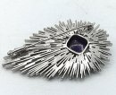 Vintage Space Age Brosche mit Amethyst – 70er Jahre Schmuckstück im Cabochonschliff