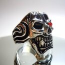 Hammer of Steel - sehr schwerer Totenkop Deadhead Skull Ring Red