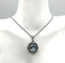 835 Silber Jugendstil Anhänger mit Blautopas – um 1925 an Silberkette