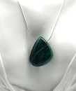 Edler, moderner Chrysokoll Anhänger an 925 Silber Schlangenkette