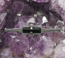 Art-Déco-Stabbrosche aus 800er Silber mit Onyx & Markasit – um 1920
