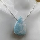 Edler, moderner Larimar Anhänger an 925 Silber Schlangenkette