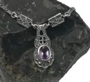 Feines Jugendstil Silber Collier mit Amethyst und Markasiten