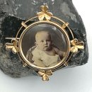 Antike Jugendstil Foto Brosche Silber vergoldet um 1900...