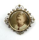Antike Jugendstil Foto Brosche Silber vergoldet um 1900...
