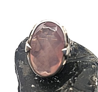 Majestätischer 925 Silber Design Ring mit Rosenquarz RG 51