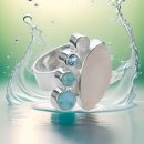 Edler 925 Silber Design Ring mit Larimar + Achat