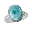 925 Silber Designer Ring mit Larimar und Topasen
